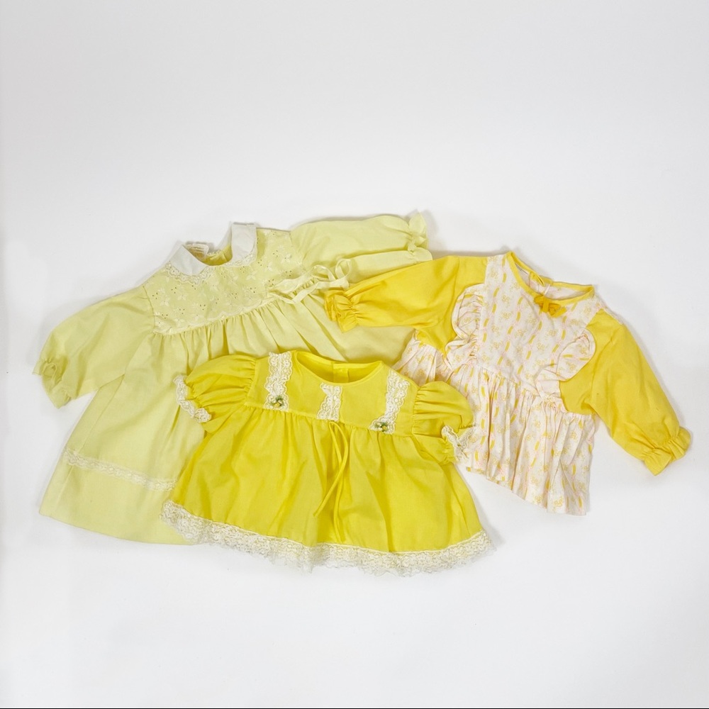 Vintage 70s Yellow Infant Blouses and Dress 💛